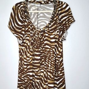 Cato Animal Print Gorgeous Shirt Plus Size 18/20W Vibrant Earth Tone Colors
